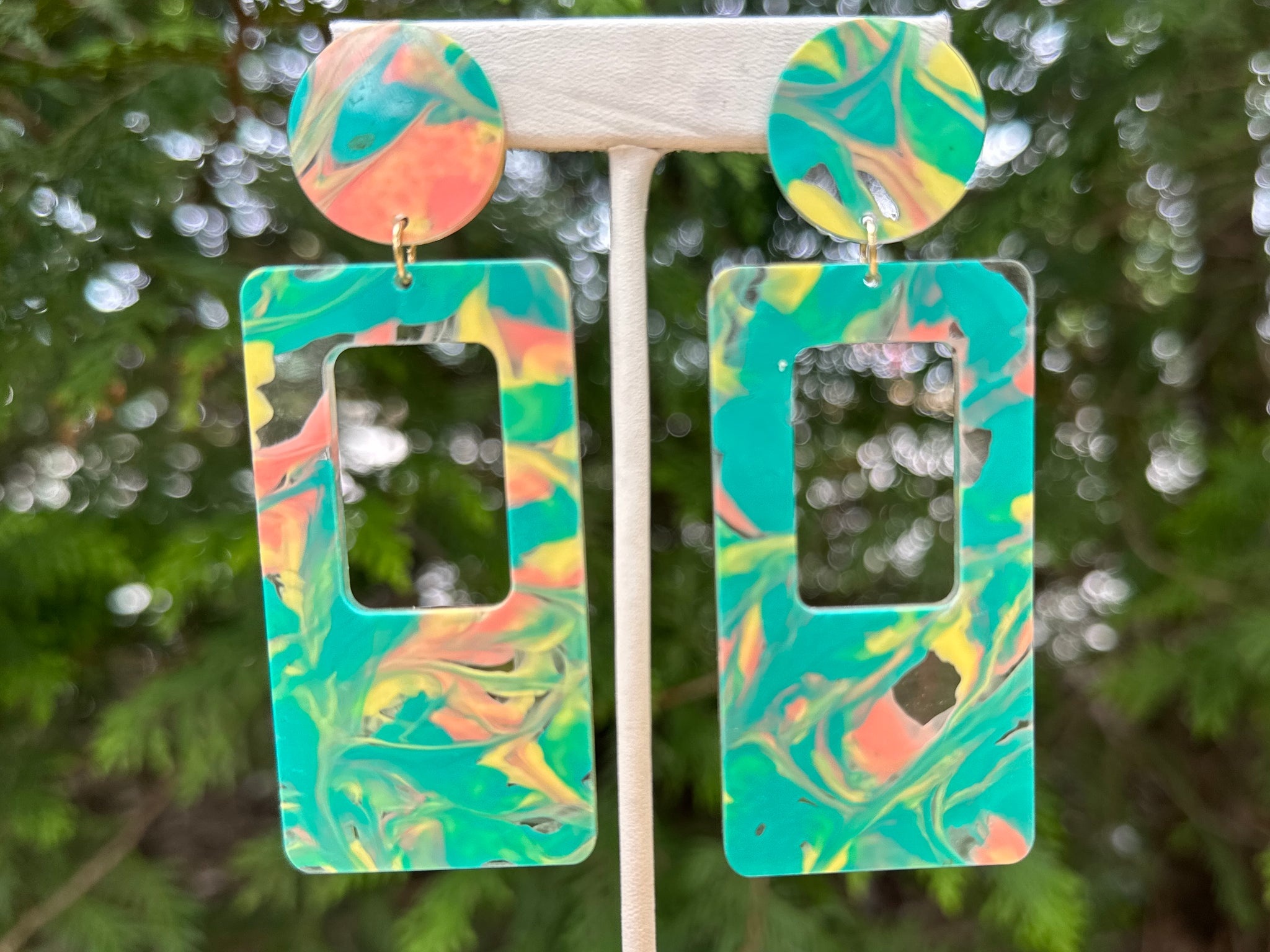 Colorful Rectangle Drop Acrylic Earrings