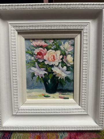 Bouquet in Vase Oil Painting on Canvas with Frame