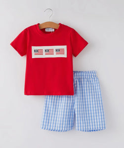 Boy's Smocked Flag Short Set