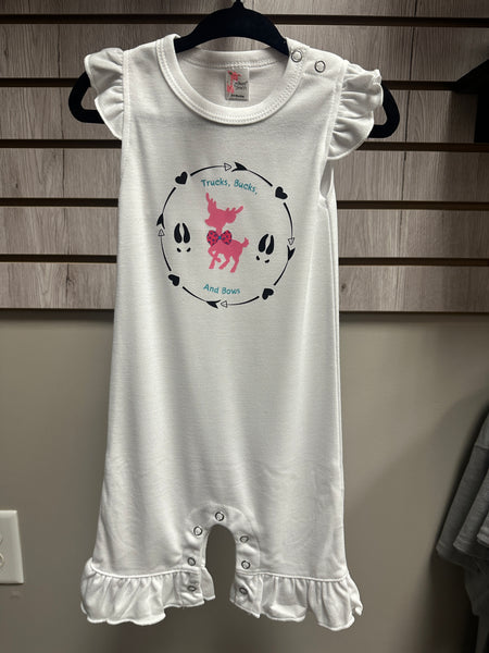 Wild Drake White Deer Ruffled Romper