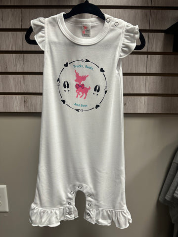 Wild Drake White Deer Ruffled Romper