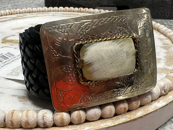 Black Braided Designer Belt