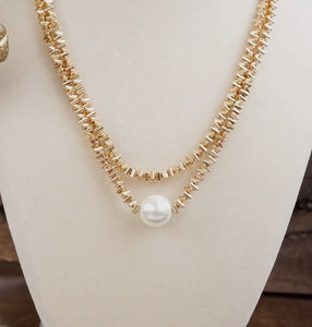 Golden Grace Double Layer Pearl Necklace