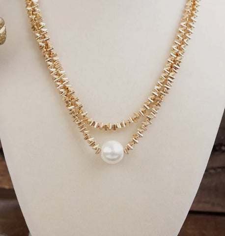 Golden Grace Double Layer Pearl Necklace