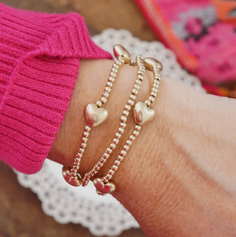 Gold Stretch Heart Bracelet