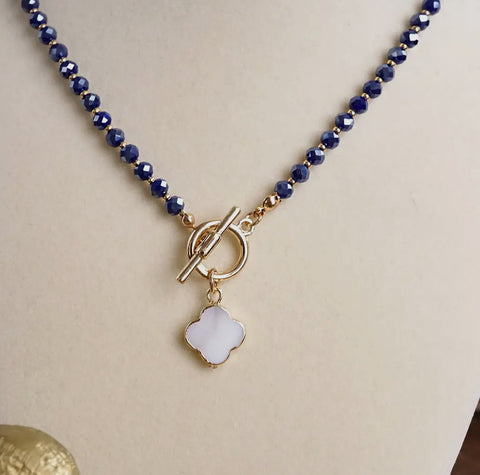 Beaded Moonlit Clover Pearl Necklace