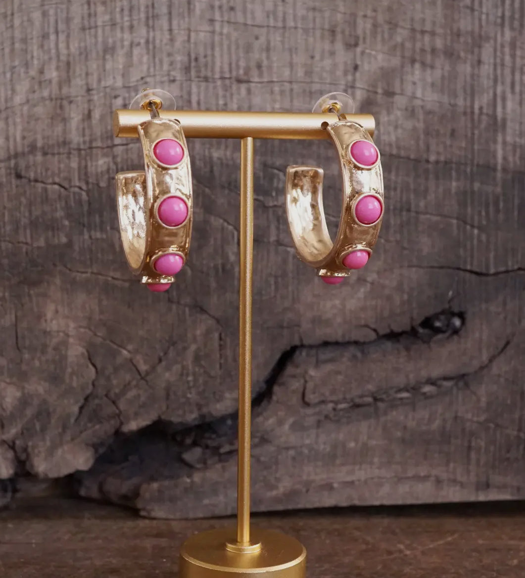 Jeweled Bubble Hoop Earrings (2 colors)