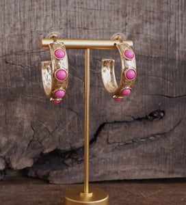 Jeweled Bubble Hoop Earrings (2 colors)