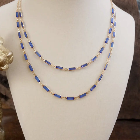 Twice the Sparkle Baguette Layered Necklace (2 colors)