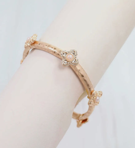 Julia Rhinestone and Pearl Stretch Bracelet