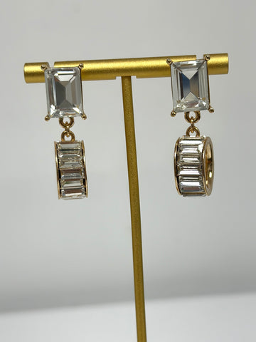 Clear Cut Baguette Rondel Drop Earrings