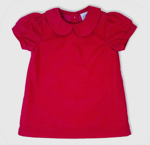 Girl's Blank Red Collared Dress