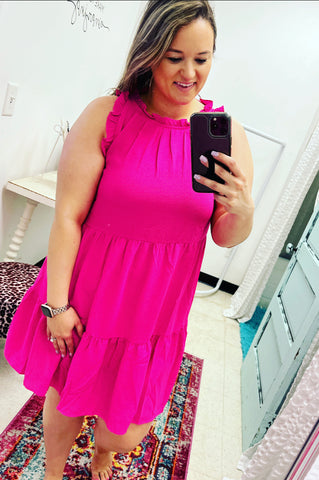 REG Pink Voltage Tiered Dress