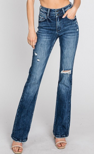 Petra 153 Distressed High Rise Stretch Classic Bootcut Jeans