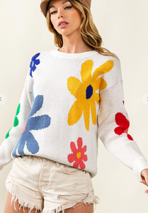 Multi Color Flower Pattern Sweater
