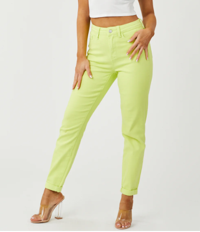 Judy Blue Lime Green High Waist Jeans