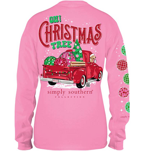 Simply Southern Pink Long Sleeve Christmas Truck