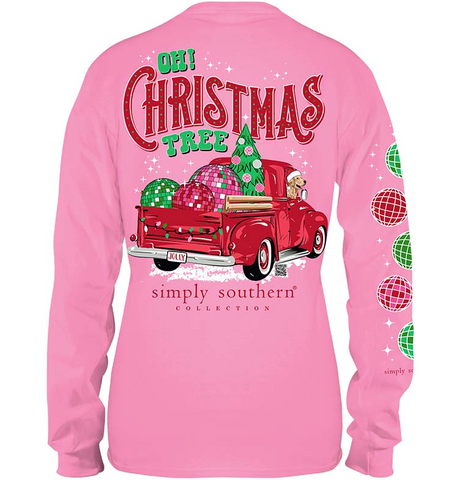 Simply Southern Pink Long Sleeve Christmas Truck
