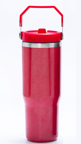 Pearl Red 30 Oz Stainless Steel Flip Straw Tumbler