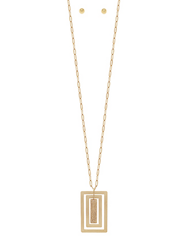 Triple Rectangle Pendent Necklace Set