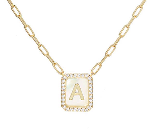 Rectangle Initial Pendent Necklace