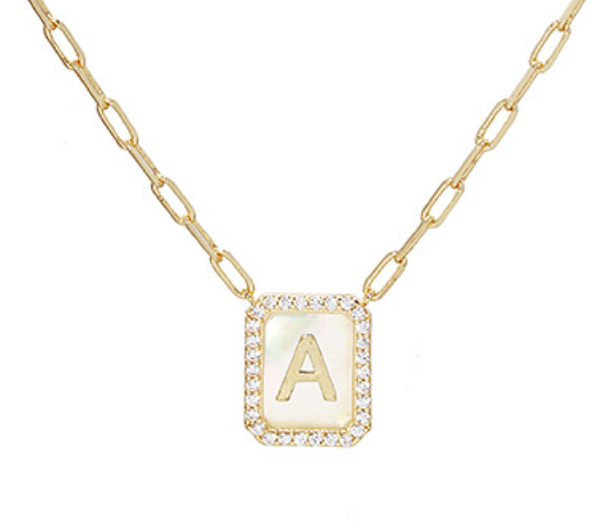 Rectangle Initial Pendent Necklace