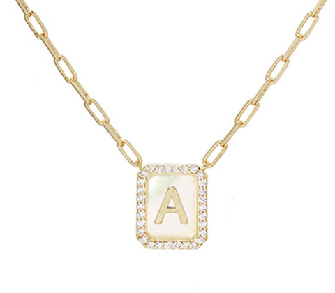 Rectangle Initial Pendent Necklace