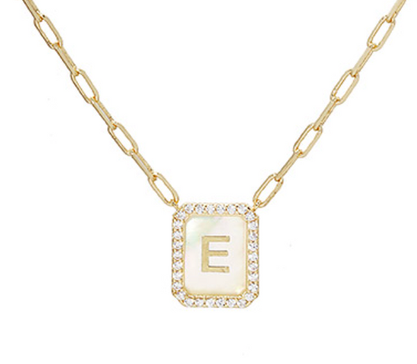Rectangle Initial Pendent Necklace