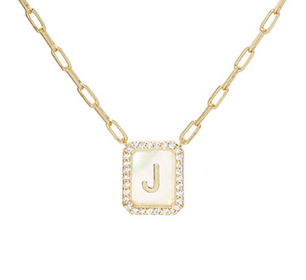 Rectangle Initial Pendent Necklace