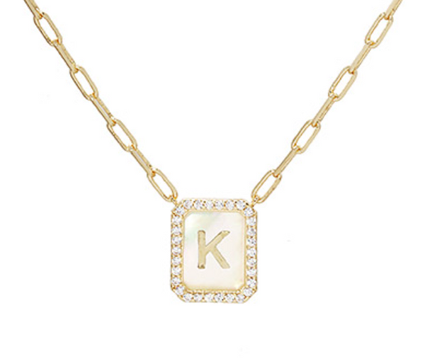Rectangle Initial Pendent Necklace