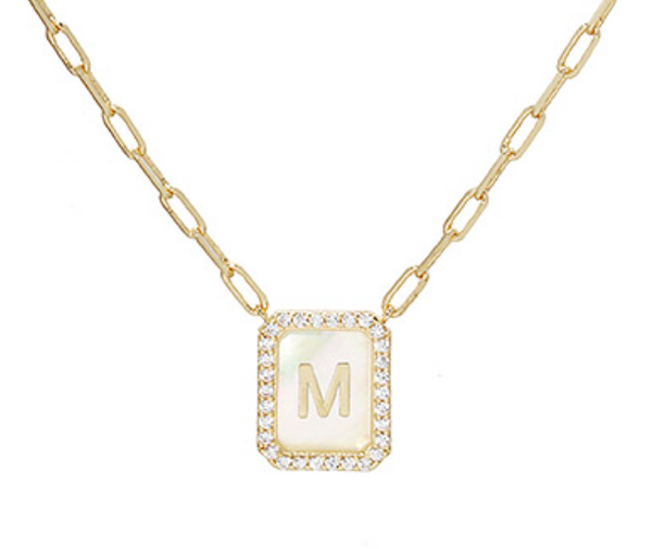 Rectangle Initial Pendent Necklace