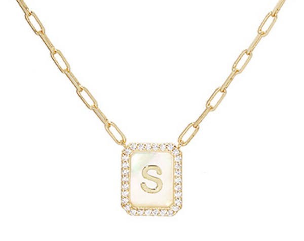 Rectangle Initial Pendent Necklace