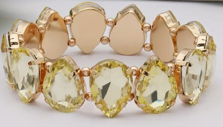 Waterdrop Glass Beaded Elastic Bracelet