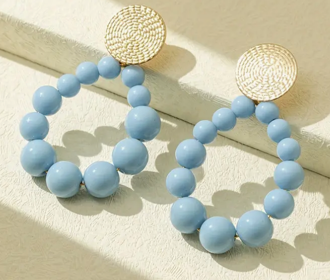 Carolina Blue Bead Earrings