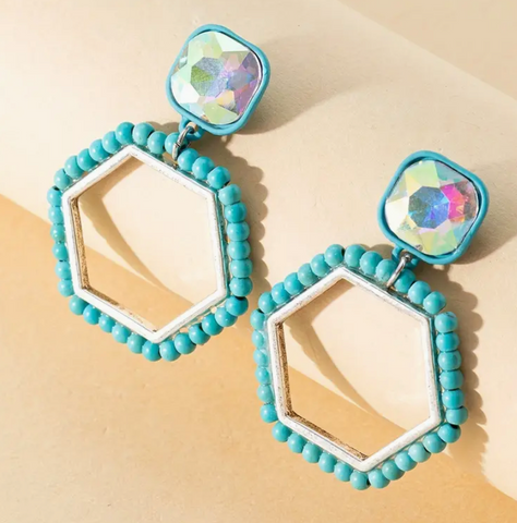 Turquoise Bead Dangle Earrings