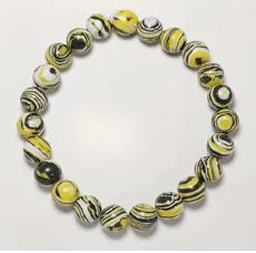 Yellow and Black Malachite Beaded Bracelet