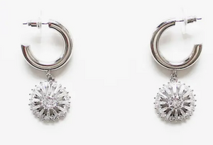 Silver Starburst Hoop Earrings