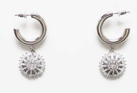 Silver Starburst Hoop Earrings