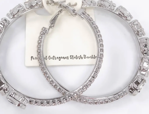 Oval Rhinestone Hoop Earrings