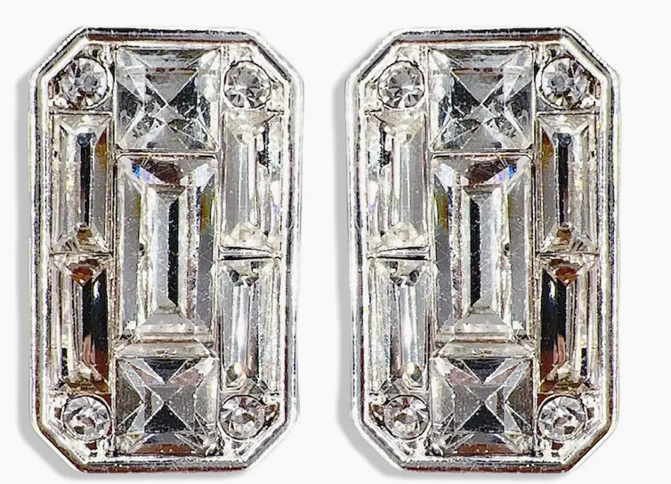 Rectangle Rhinestone Stud Earrings