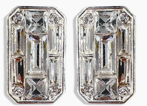 Rectangle Rhinestone Stud Earrings