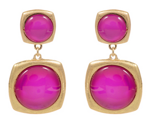 Square Double Drop Stone Earrings