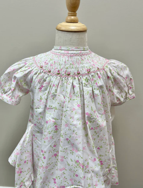 Smocked Floral Bishop Dress