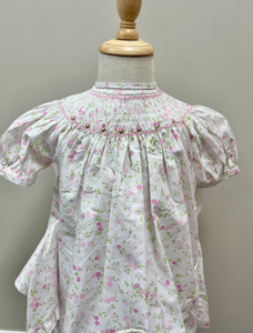 Smocked Floral Bishop Dress