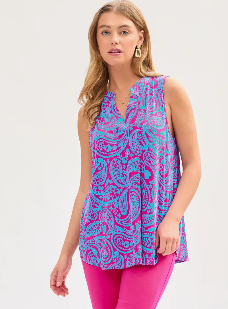 Aqua and Fuchsia Paisley Tank