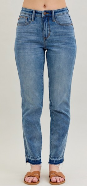 Judy Blue Midrise Rigid Magic Release Hem Boyfriend Jeans