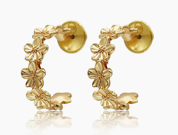 Gold Floral Hoop Designer Earrings