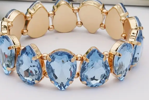 Waterdrop Glass Beaded Elastic Bracelet