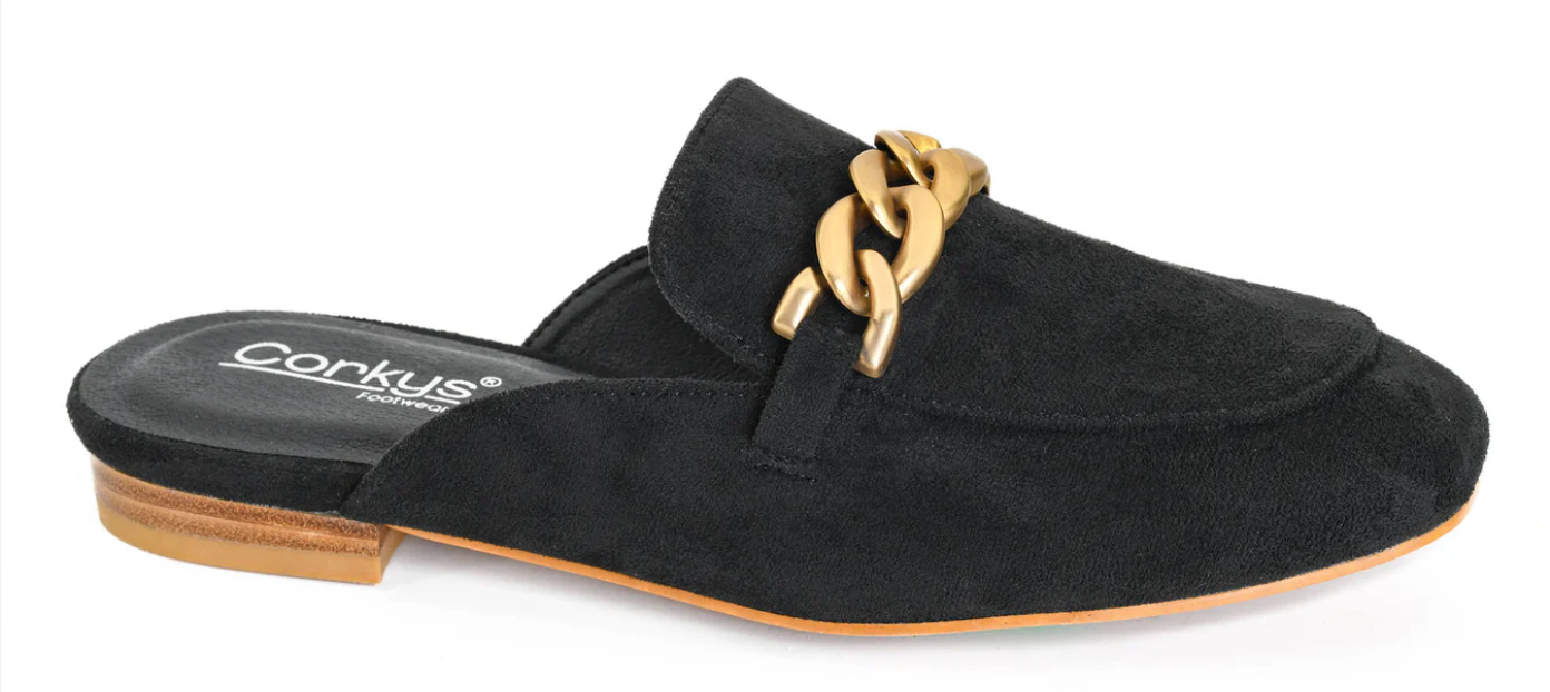 Corky's Black Faux Suede Keepsake Mule