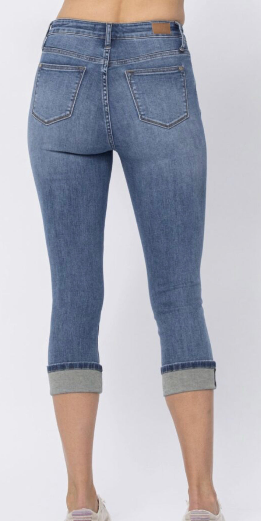 Judy Blue Mid Rise Raw Hem Cuff Capris